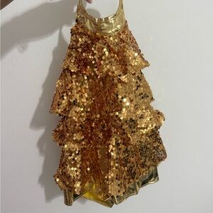 Shimmering Gold Sequin Kids Dance Costume
